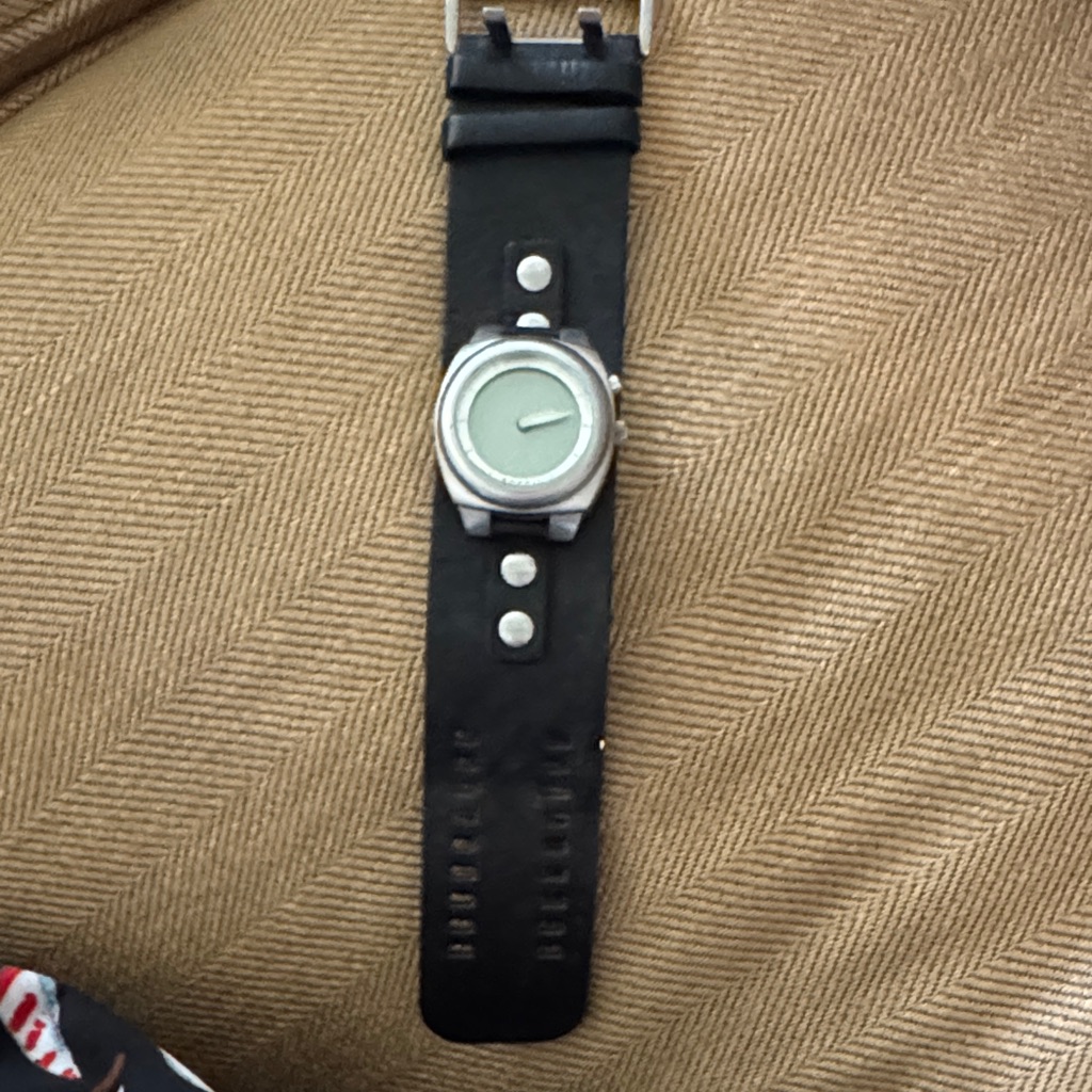Fossil Womens Black Leather Strap Watch With Mint Green Dial